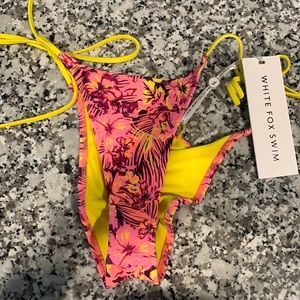 Cabo bottoms white fox swim Hawaiian print